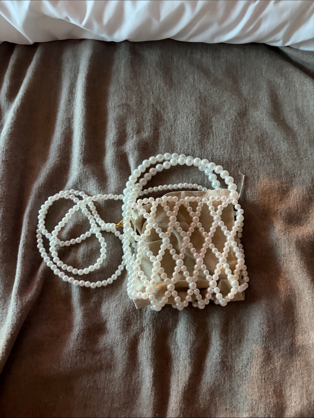 Pearl Beaded Crossbody Bag - White